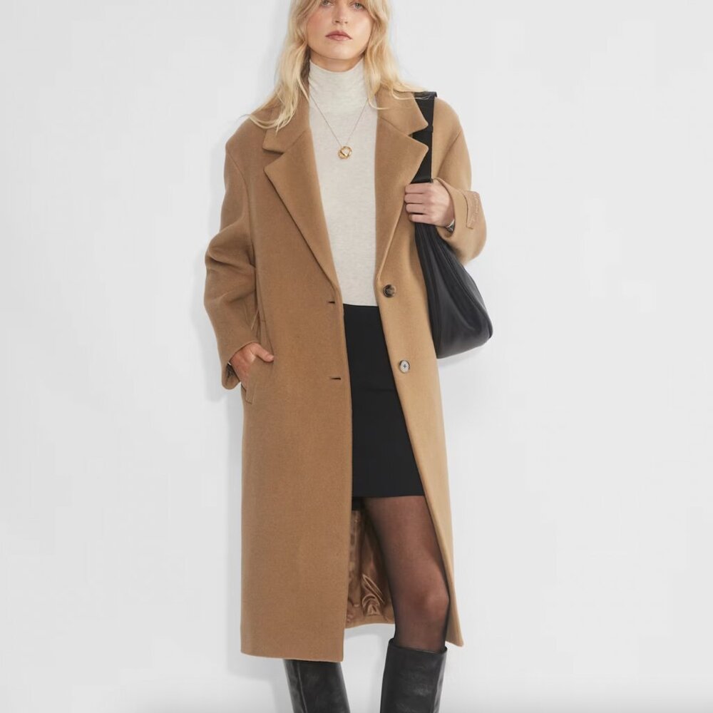 Aritzia Camel Long Wool Coat